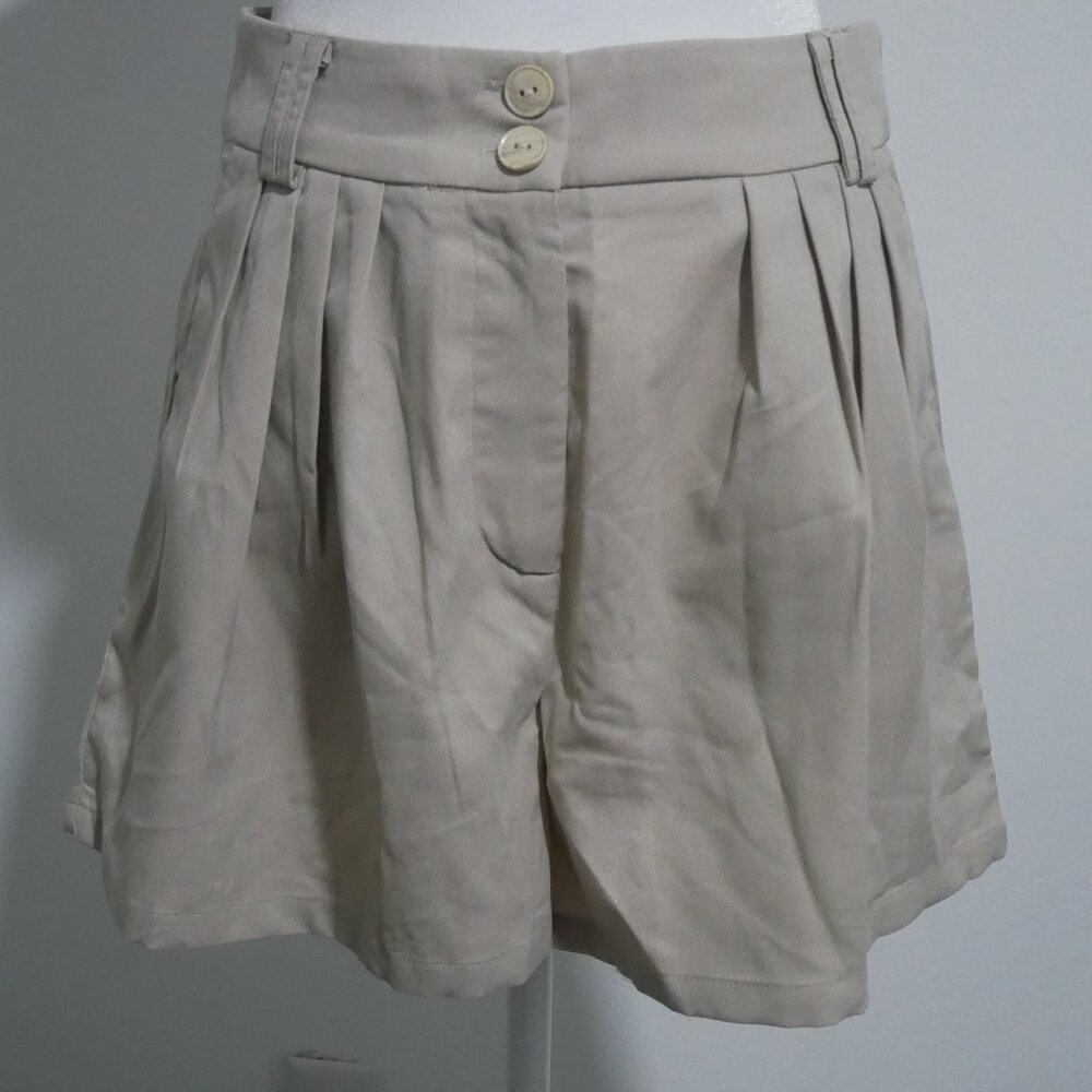 SBETRO LINEN PLEATED SHORTS BEIGE SIZE M NWT